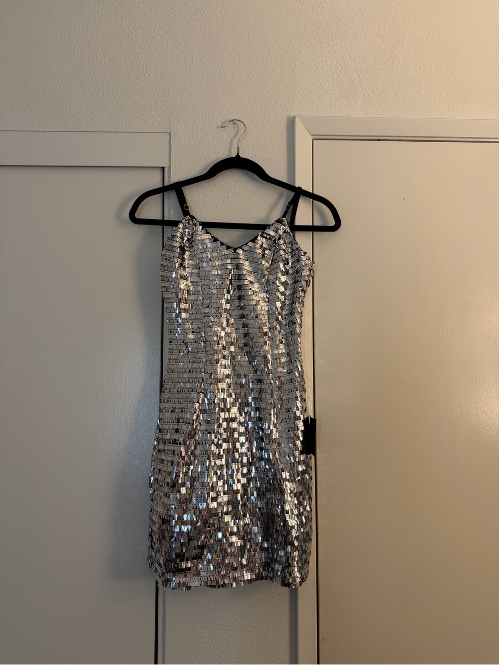 NWT Lulu's Silver Sequin Slip Dress